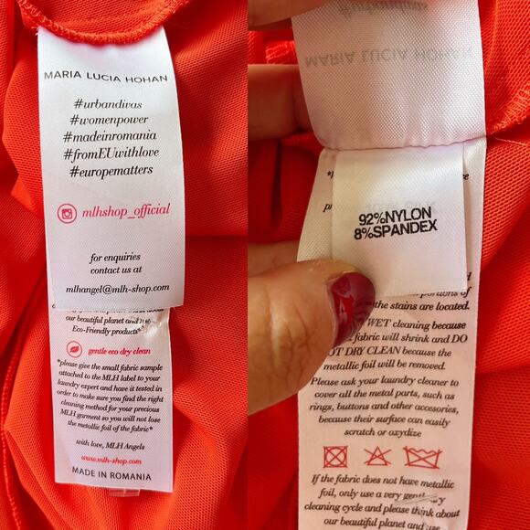 MARIA LUCIA HOHAN Maella Silk Tent Dress Red Chiffon Ruffled Plisse Halter Gown - Picture 10 of 16